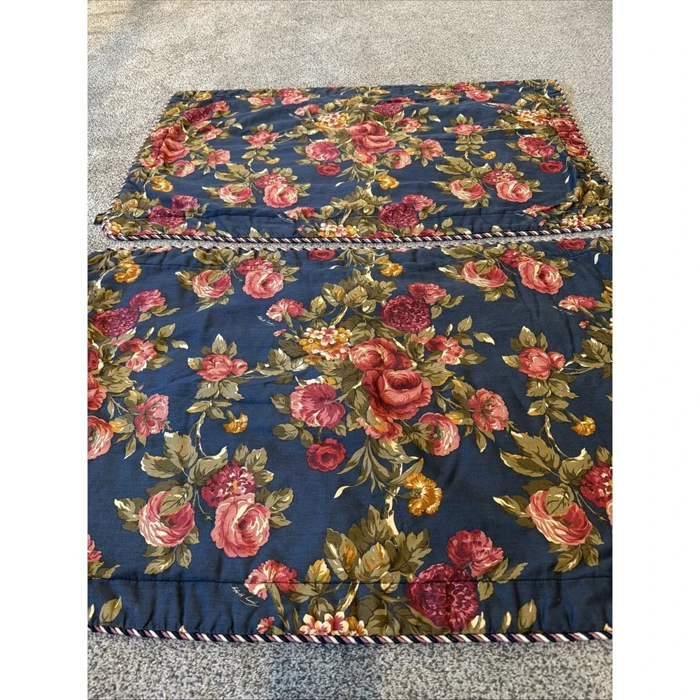 Set Of 2 Vtg Tommy Hilfiger Oversized Shams Navy Rose Floral 38